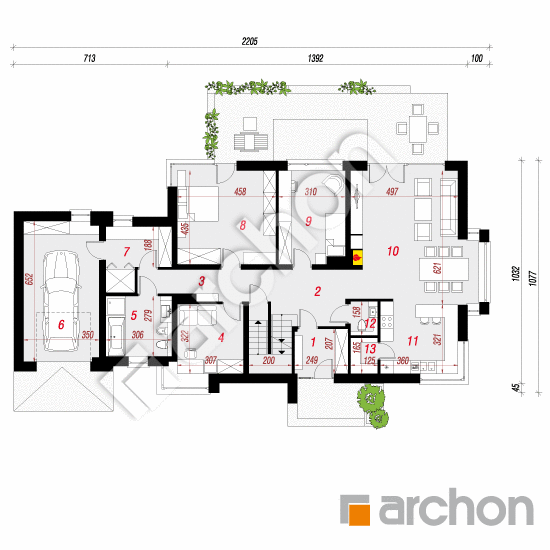 Проект будинку ARCHON+ Будинок під червоною горобиною 10 (ПН) План першого поверху