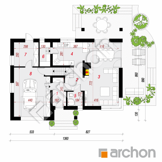 Проект дома ARCHON+ Дом в айдаредах 4 (П) План першого поверху