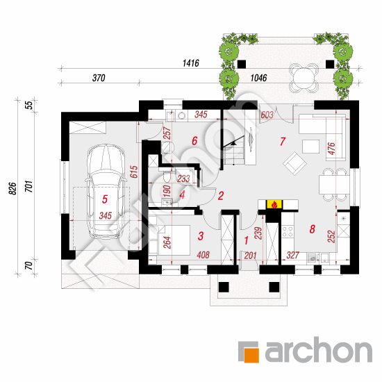 Проект будинку ARCHON+ Будинок під вербою (Г) План першого поверху