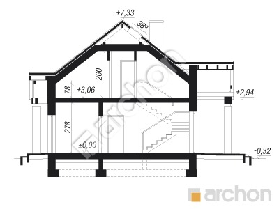 Проект дома ARCHON+ Дом под вербой (Г) Розріз будинку
