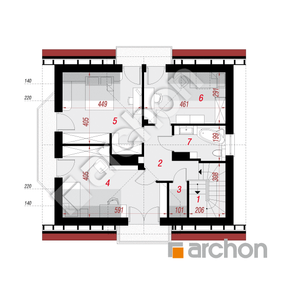 Проект будинку ARCHON+ Будинок в рододендронах 6 (ВП) План мансандри