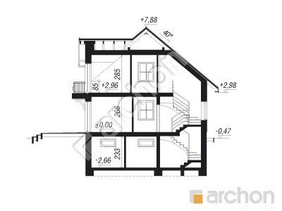 Проект дома ARCHON+ Дом в рододендронах 6 (ВП) Розріз будинку
