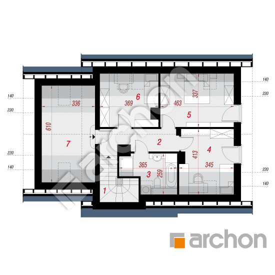 Проект дома ARCHON+ Дом в землянике 6 План мансандри