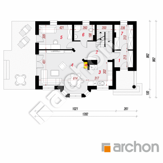Проект будинку ARCHON+ Будинок в авокадо 2 (П) План першого поверху
