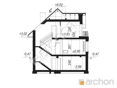 Проект дома ARCHON+ Дом в авокадо 2 (П) Розріз будинку