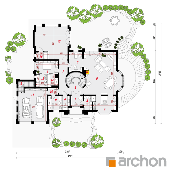 Проект будинку ARCHON+ Резиденція в персимонах 2 План першого поверху
