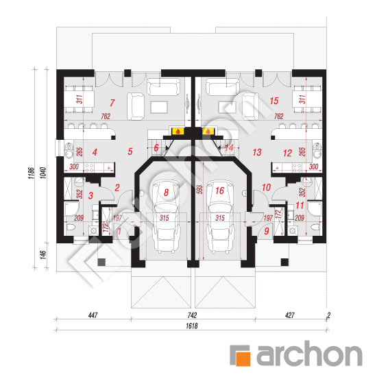 Проект дома ARCHON+ Дом в клематисах 19 (Р2Б) План першого поверху