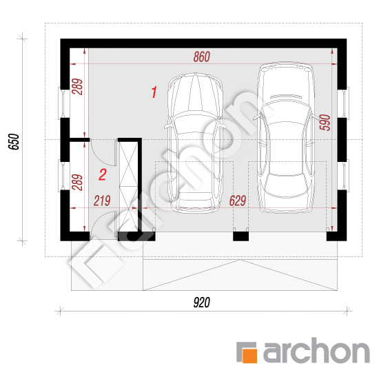 Проект дома ARCHON+ Двухместный гараж Г20 План першого поверху