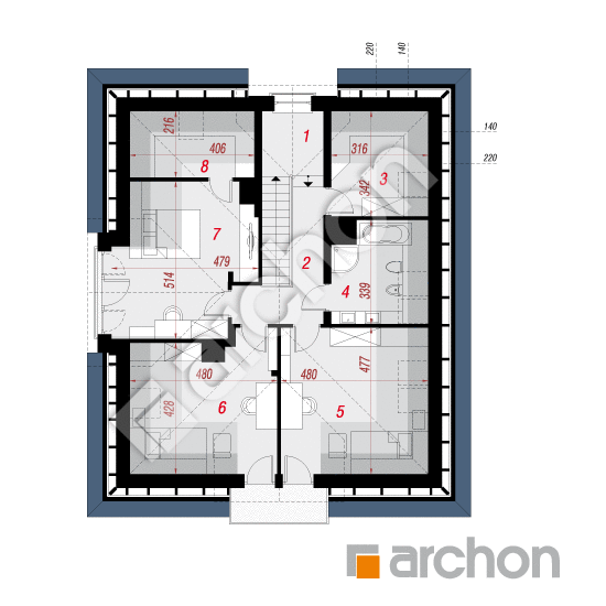 Проект будинку ARCHON+ Будинок в тим'яні (ПН) План мансандри
