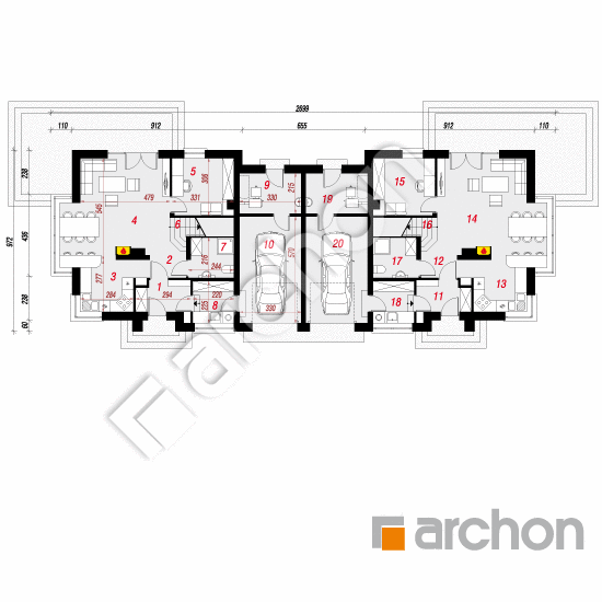 Проект дома ARCHON+ Дом в кардамоне (Р2Т) План першого поверху