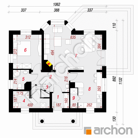 Проект дома ARCHON+ Дом в клубнике 2 вер.2 План першого поверху