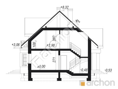 Проект дома ARCHON+ Дом в клубнике 2 вер.2 Розріз будинку