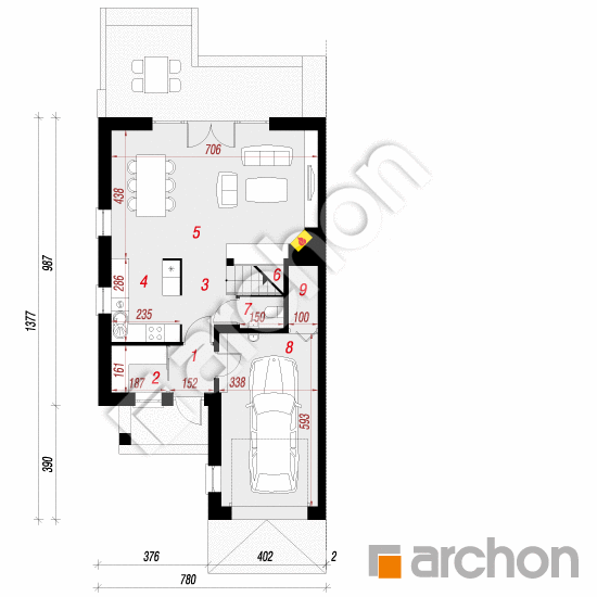 Проект дома ARCHON+ Дом в клематисах 11 (Б) План першого поверху