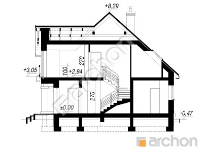 Проєкт будинку ARCHON+ Будинок в аспарагусах вер.2 Розріз будинку