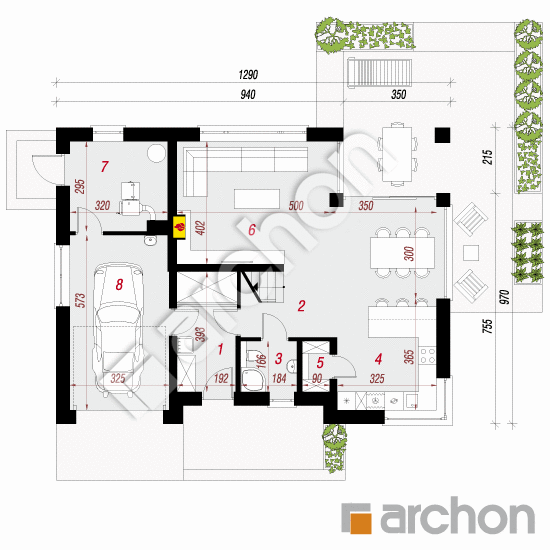 Проект дома ARCHON+ Дом в аурорах 6 План першого поверху