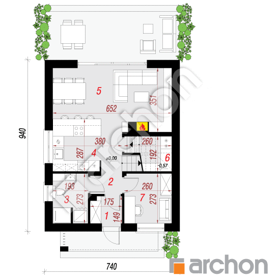 Проект дома ARCHON+ Дом в аркадиях 5 План першого поверху