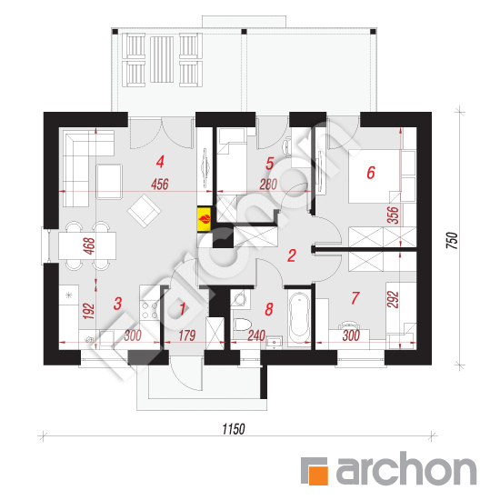 Проект будинку ARCHON+ Будинок в коручках 3 План першого поверху