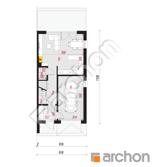 Проект будинку ARCHON+ Будинок в рівіях 9 (ГБ) План першого поверху