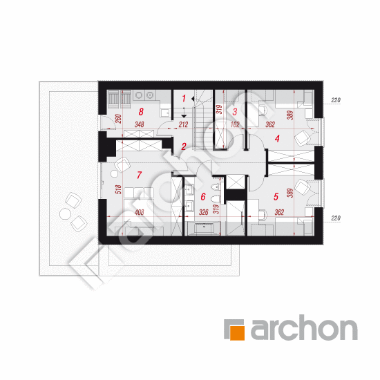 Проект будинку ARCHON+ Будинок в яблонках 8 (Г2Н) План мансандри