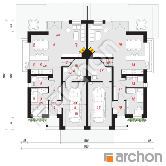 Проект дома ARCHON+ Дом в клематисах 7 вер. 3 План першого поверху