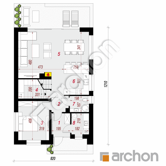 Проект дома ARCHON+ Дом в стрелитциях План першого поверху