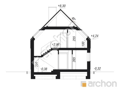 Проєкт будинку ARCHON+ Будинок в стрелітціях Розріз будинку
