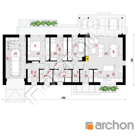 Проект дома ARCHON+ Дом в овсянницах 2 (ГН) План першого поверху