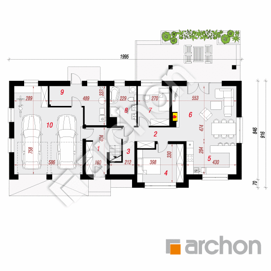Проект будинку ARCHON+ Будинок в центореях 2 (Н) План першого поверху