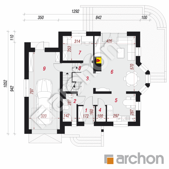 Проект будинку ARCHON+ Будинок в тамариску 2 (П) вер.2 План першого поверху
