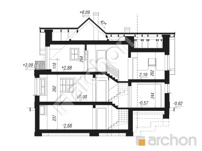 Проект дома ARCHON+ Дом в тамарисках 2 (П) вер.2 Розріз будинку