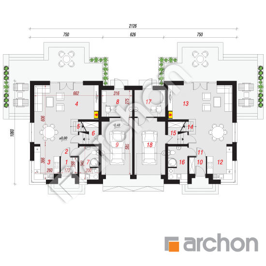 Проект будинку ARCHON+ Будинок в буддлеях (Р2) вер.2 План першого поверху