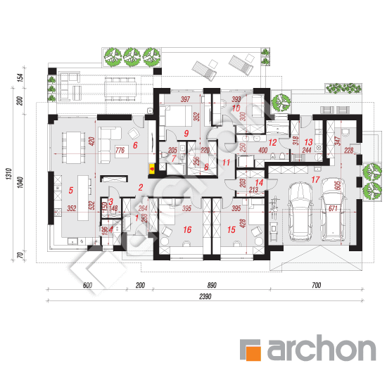 Проект дома ARCHON+ Дом в альвах 8 (Г2) План першого поверху