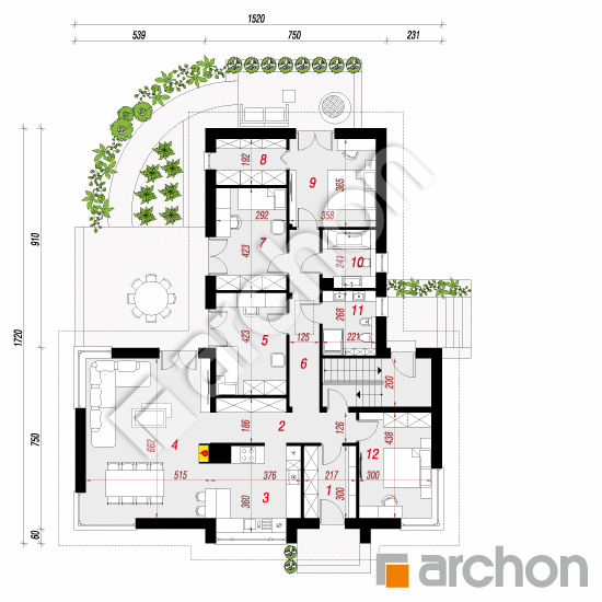 Проект будинку ARCHON+ Будинок в галах 3 (П) План першого поверху