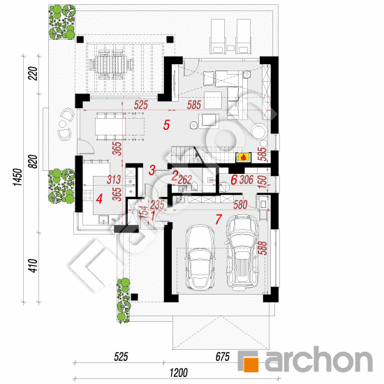 Проект будинку ARCHON+ Будинок в мірабілісах 2 (Г2) План першого поверху