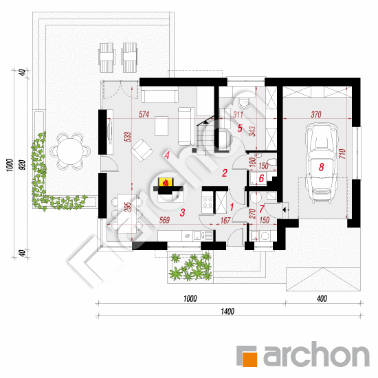 Проект дома ARCHON+ Дом в амариллисах 5 План першого поверху