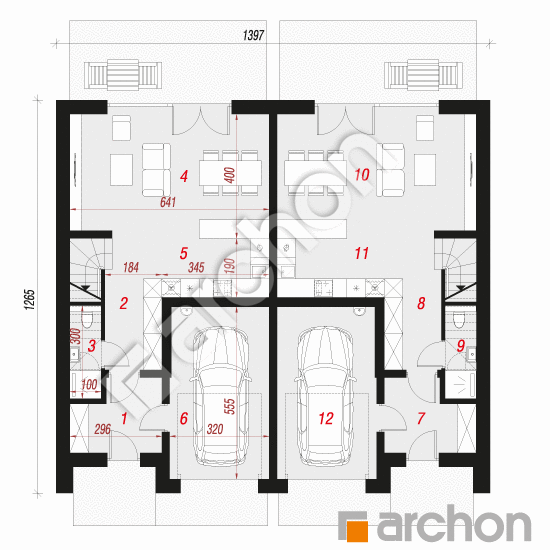 Проект будинку ARCHON+ Будинок під гінко 22 (ГР2) План першого поверху