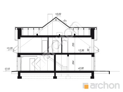 Проект дома ARCHON+ Дом под гинко 22 (ГР2) Розріз будинку