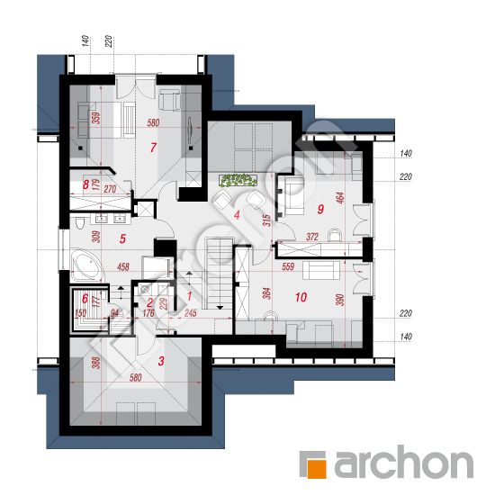 Проект будинку ARCHON+ Будинок в хмелю вер.2 План мансандри