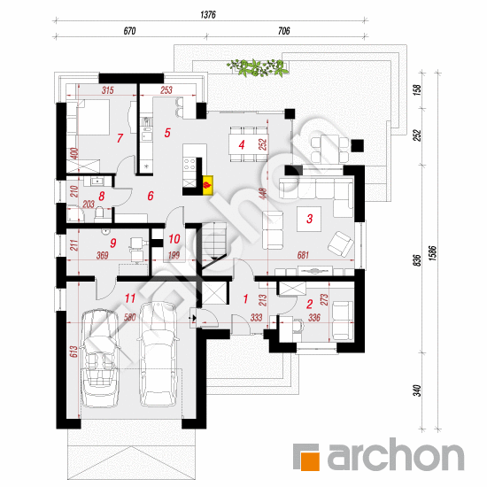 Проект дома ARCHON+ Дом в хмеле вер.2 План першого поверху