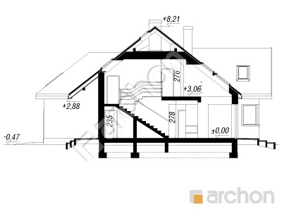 Проєкт будинку ARCHON+ Будинок в хмелю вер.2 Розріз будинку