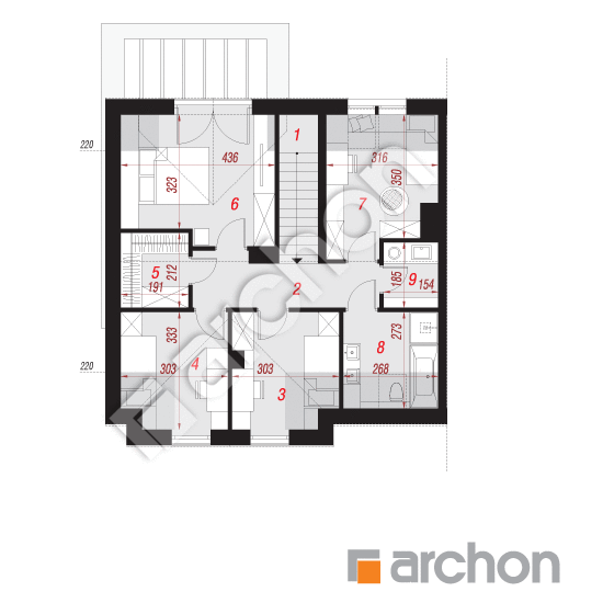 Проект дома ARCHON+ Дом в гунерах 2 (Б) План мансандри