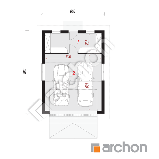 Проект дома ARCHON+ Г1а - Двухместный гараж вер.2 План першого поверху
