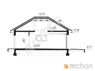 Проект дома ARCHON+ Г1а - Двухместный гараж вер.2 Розріз будинку