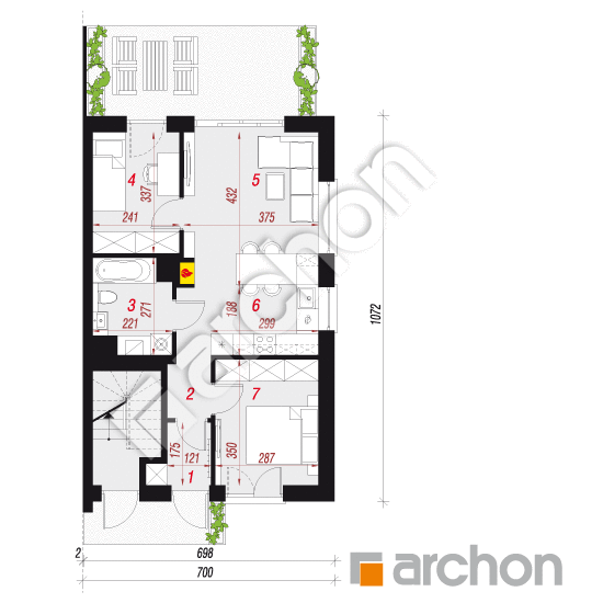 Проект дома ARCHON+ Дом в фиалках 12 (Р2Б) вер.2 План першого поверху