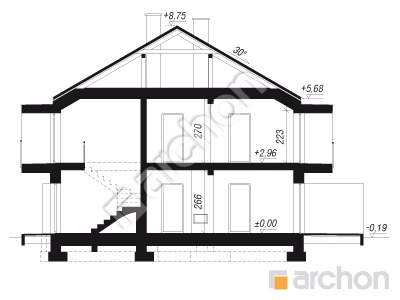 Проект дома ARCHON+ Дом в фиалках 12 (Р2Б) вер.2 Розріз будинку
