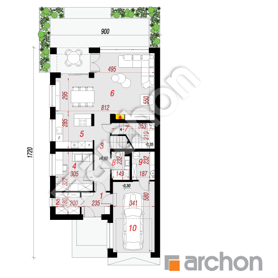 Проект будинку ARCHON+ Будинок в купині 2 (Г) План першого поверху