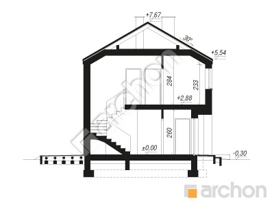 Проект дома ARCHON+ Дом в мураях (ГР2) Розріз будинку