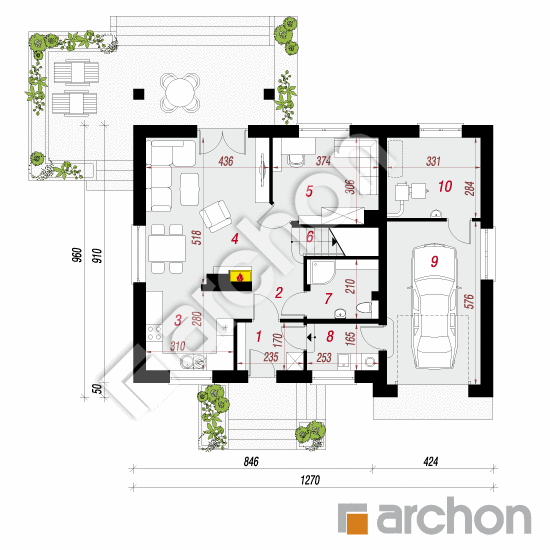 Проект будинку ARCHON+ Будинок в філодендронах (М) План першого поверху