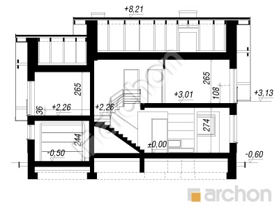 Проєкт будинку ARCHON+ Будинок в філодендронах (Мп) Розріз будинку