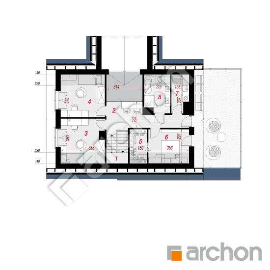 Проект будинку ARCHON+ Будинок в гранаділах План мансандри